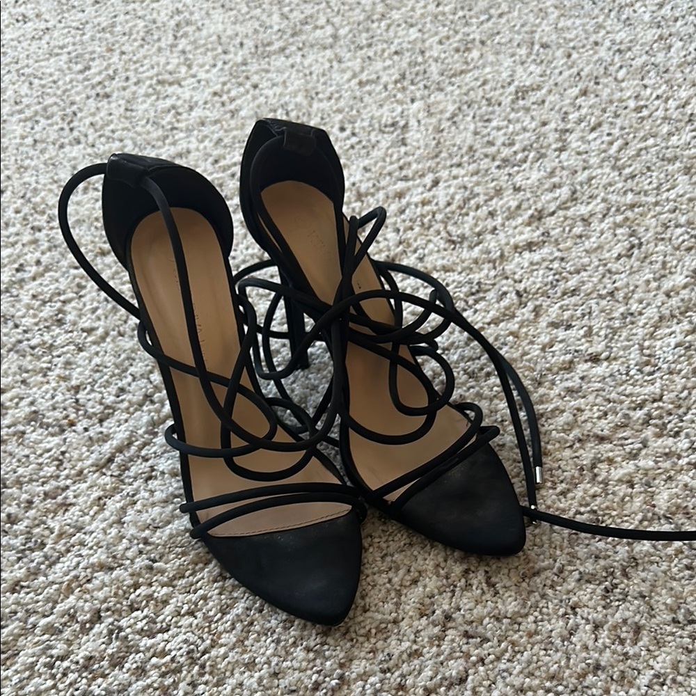 Wild Diva Black Strappy Stiletto Heels